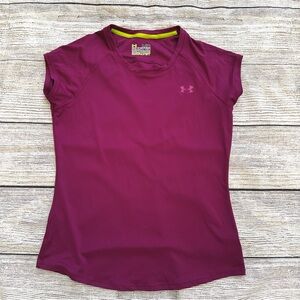 Under Armour Raspberry Pink Cap Sleeve Heat Gear Athletic T-shirt Ladies Sz M